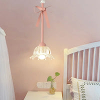 Lampe Suspendue Design à Rubans Roses et Verre