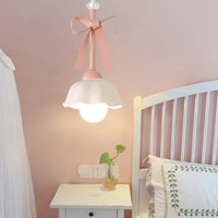 Lampe Suspendue Design à Rubans Roses et Verre