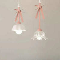 Lampe Suspendue Design à Rubans Roses et Verre