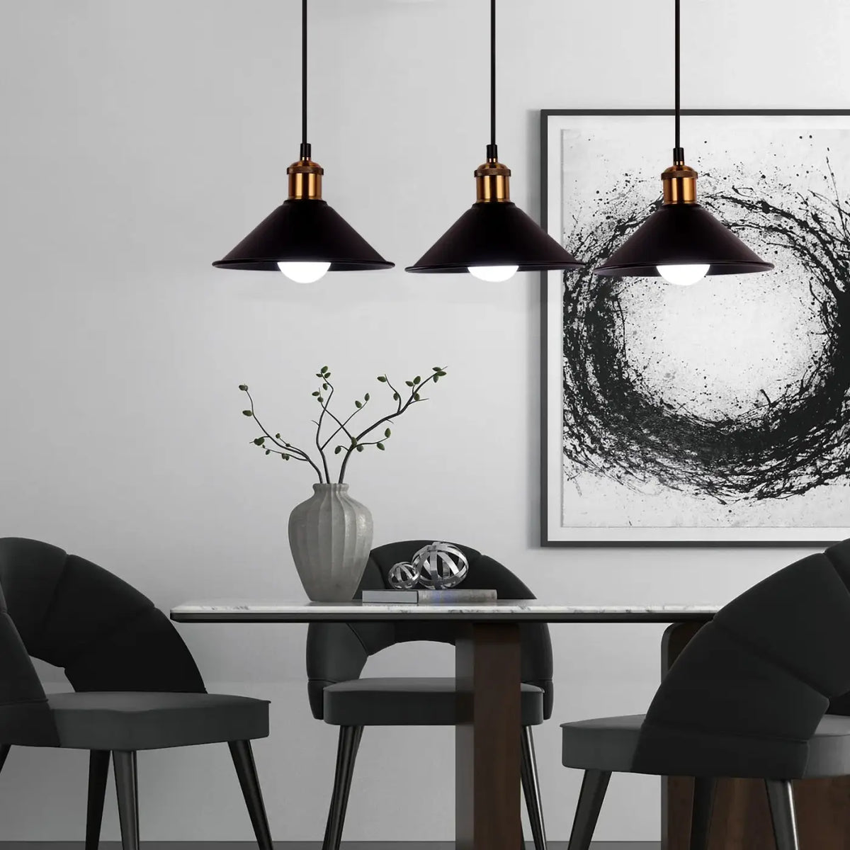 Lampe Suspendue Trois Têtes Rétro pour Salle à Manger