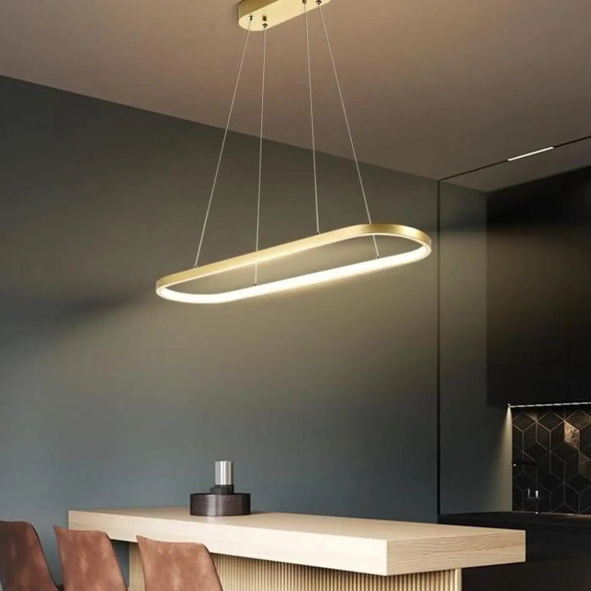 Suspension Dorée à Anneaux LED