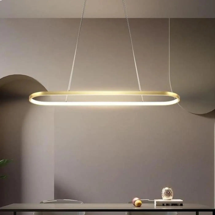 Suspension Dorée à Anneaux LED