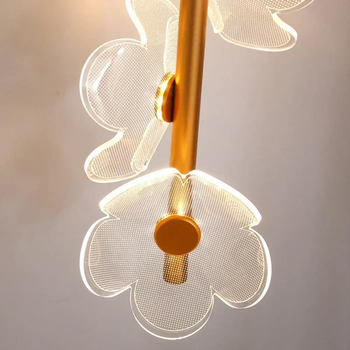 Lampe Suspendue Dorée à 3 Fleurs Blanches LED