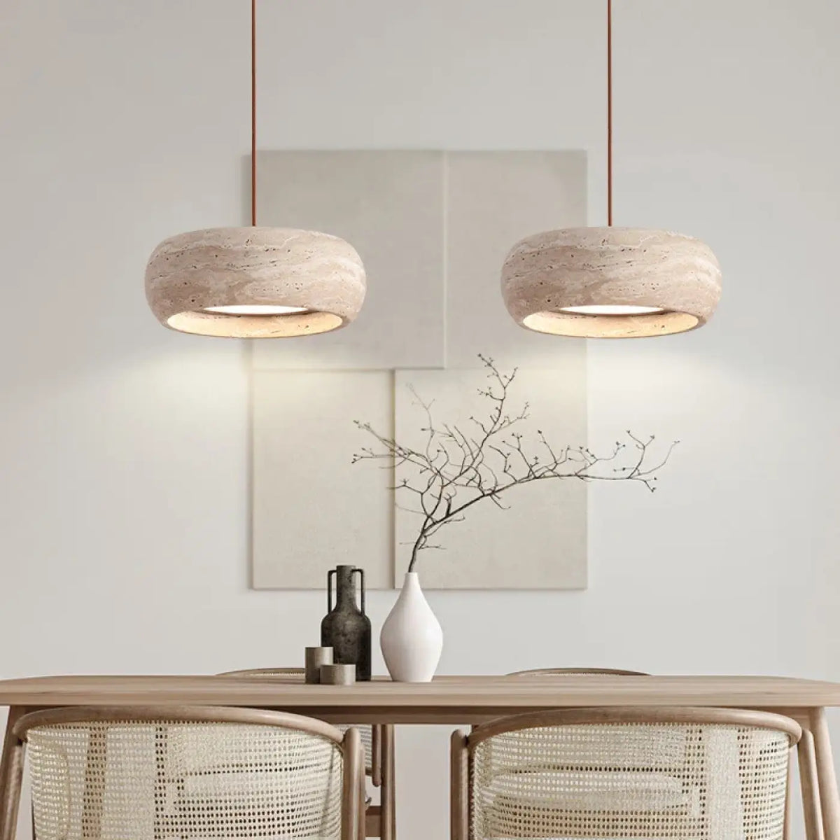 Lampe Suspendue Effet Pierre Blanche