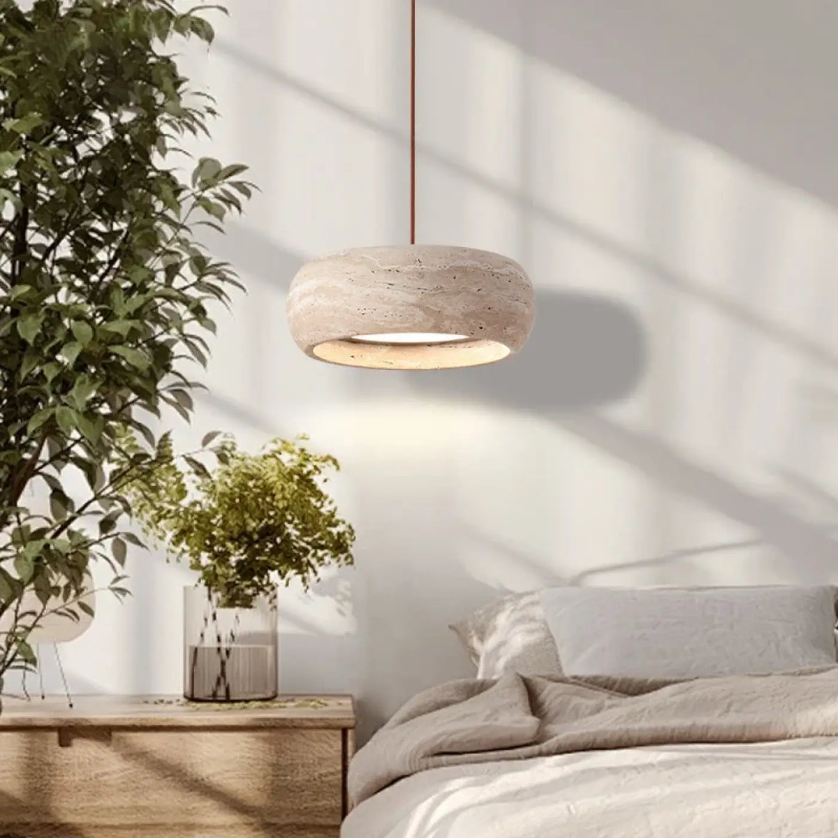 Lampe Suspendue Effet Pierre Blanche