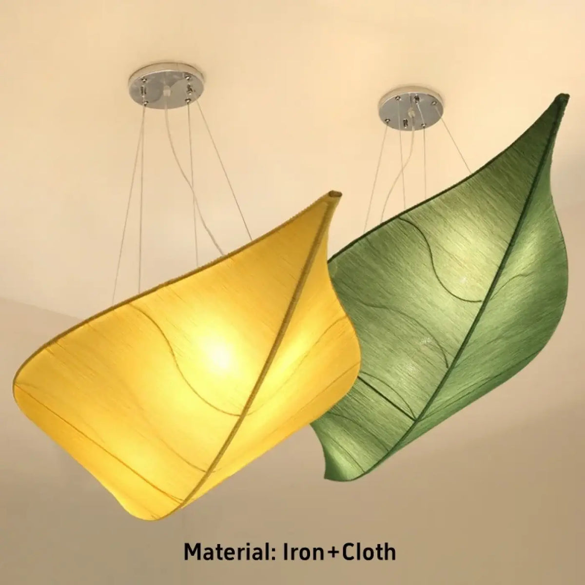 Lampe Suspendue Feuille en Tissu et Métal
