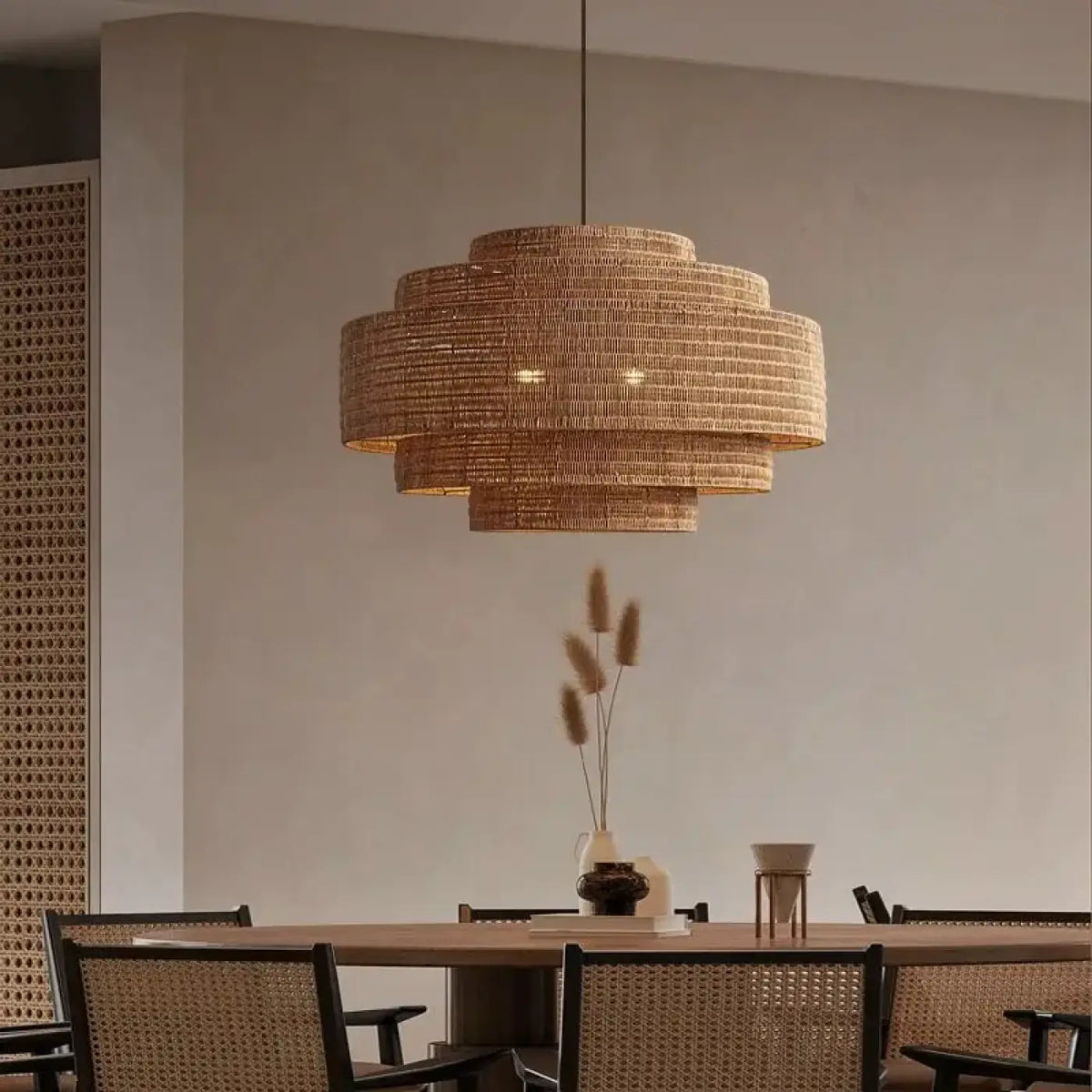 Lampe Suspendue en Fibres Naturelles Bohème