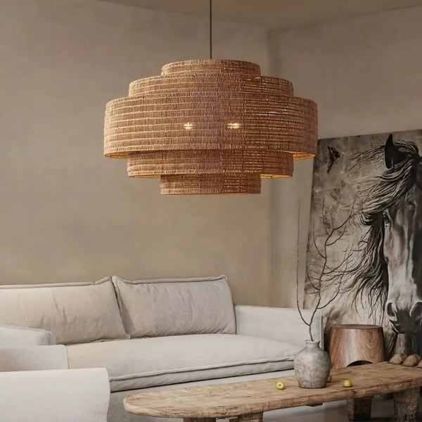 Lampe Suspendue en Fibres Naturelles Bohème