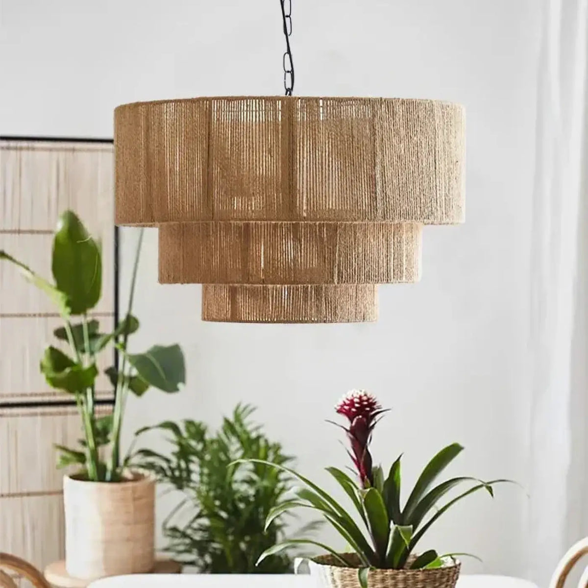 Lampe Suspendue en Fibres Naturelles Tressées