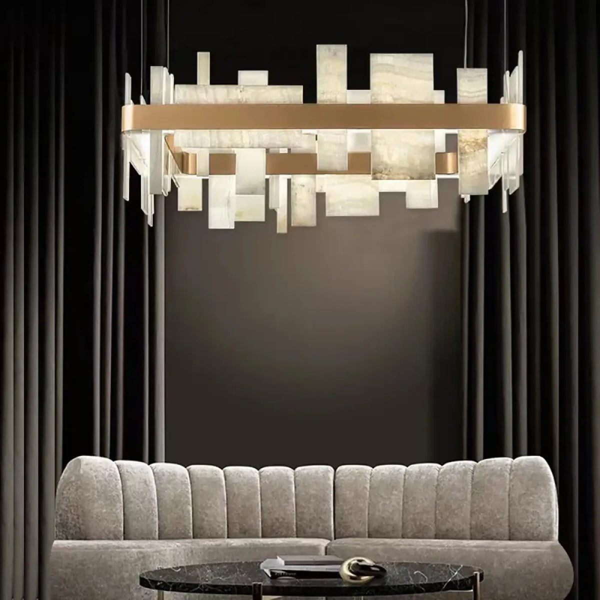 Suspension Géométrique LED Effet Marbre