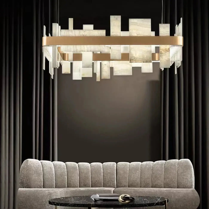 Suspension Géométrique LED Effet Marbre