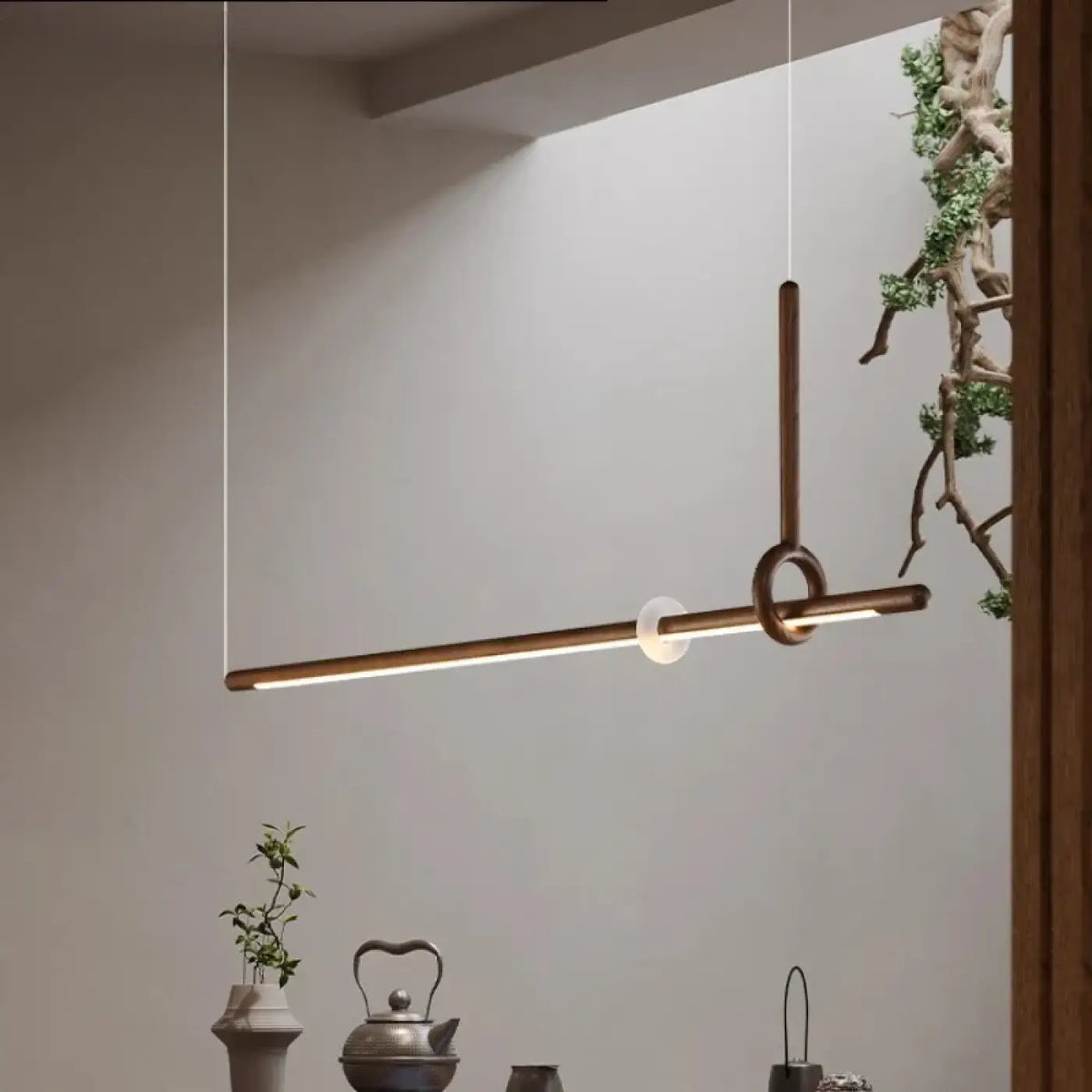 Suspension LED Bois et Acrylique Design