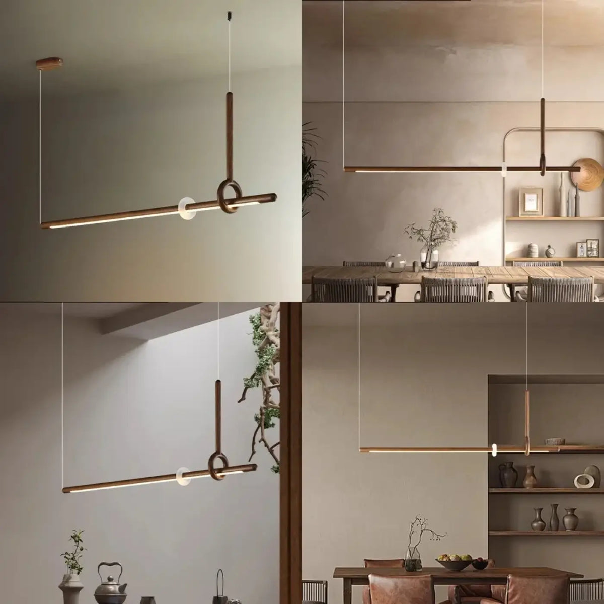 Suspension LED Bois et Acrylique Design