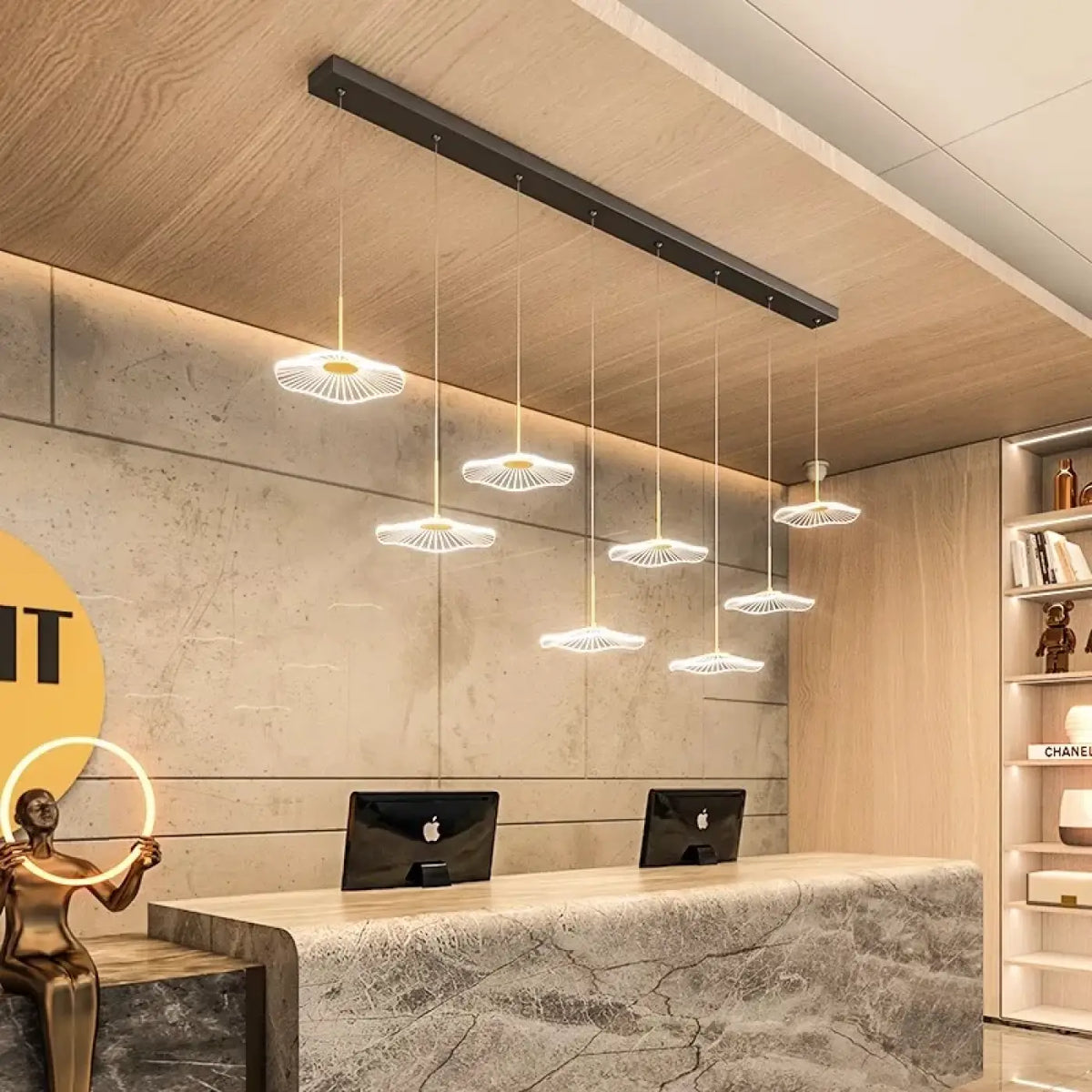 Lampe Suspendue LED en Verre pour Salon