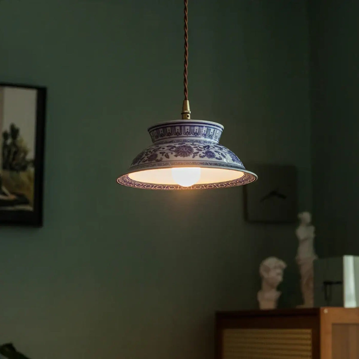 Lampe Suspendue LED en Céramique Vintage