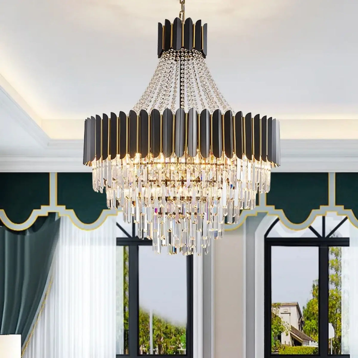 Suspension Cristal Facetté Haute Brillance pour Salon