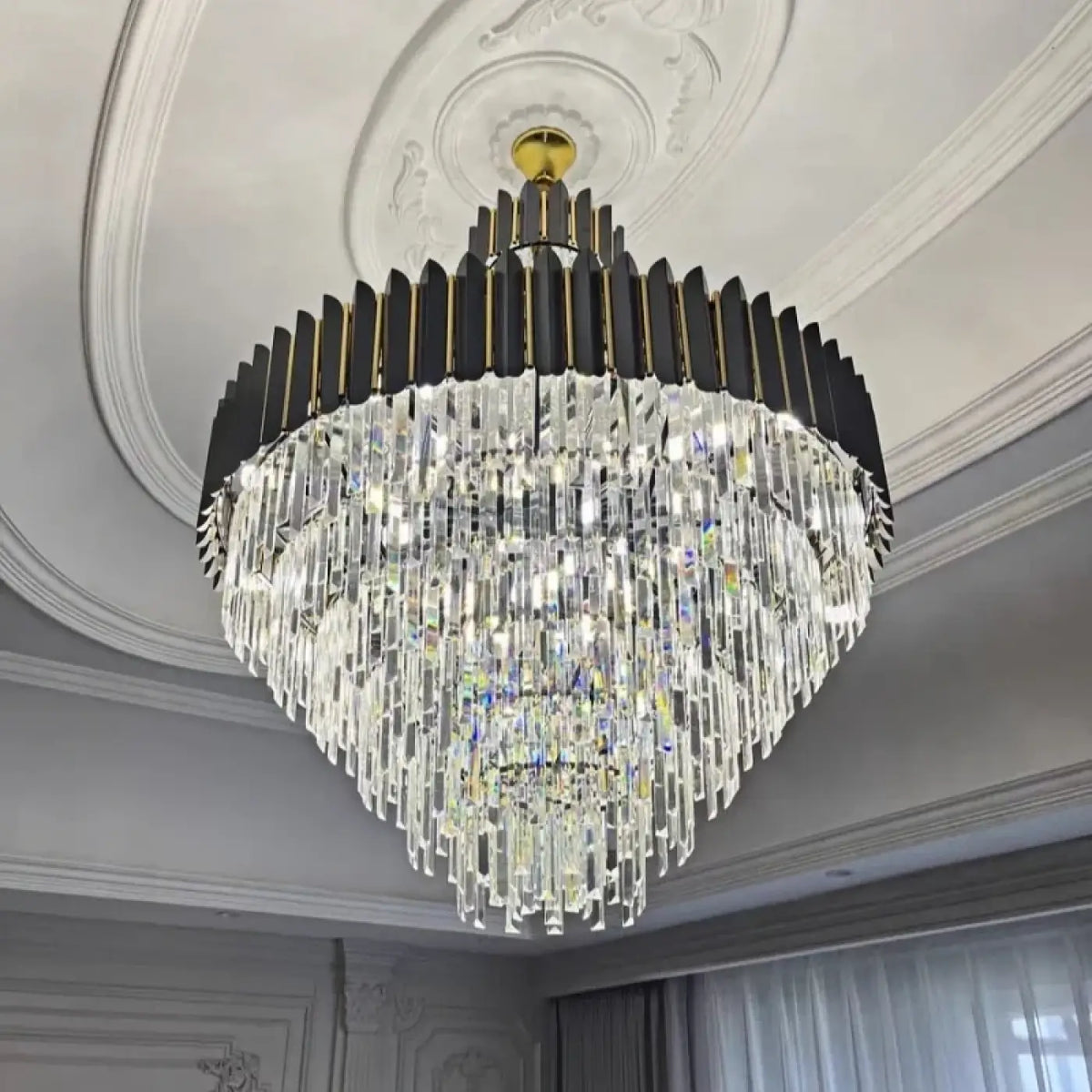 Suspension Cristal Facetté Haute Brillance pour Salon