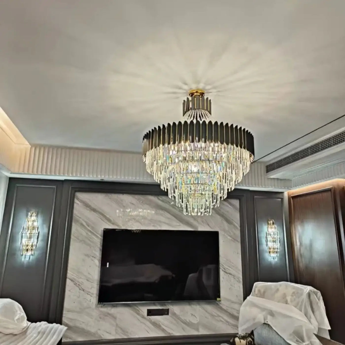 Suspension Cristal Facetté Haute Brillance pour Salon