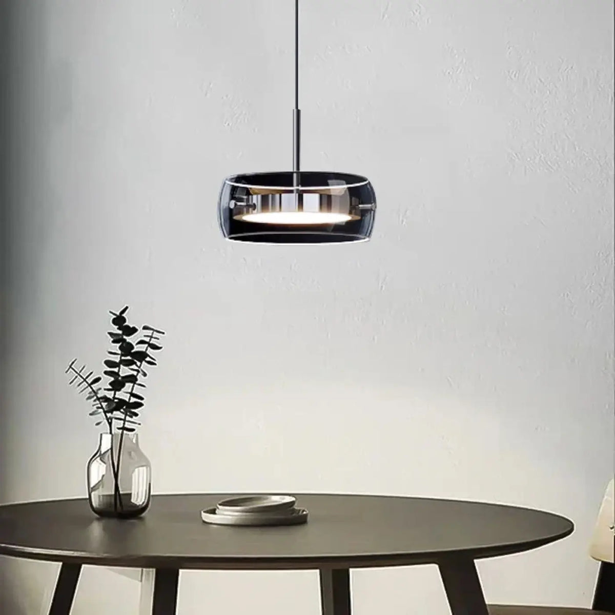 Lampe Suspendue en Verre Fumé pour Salle à Manger