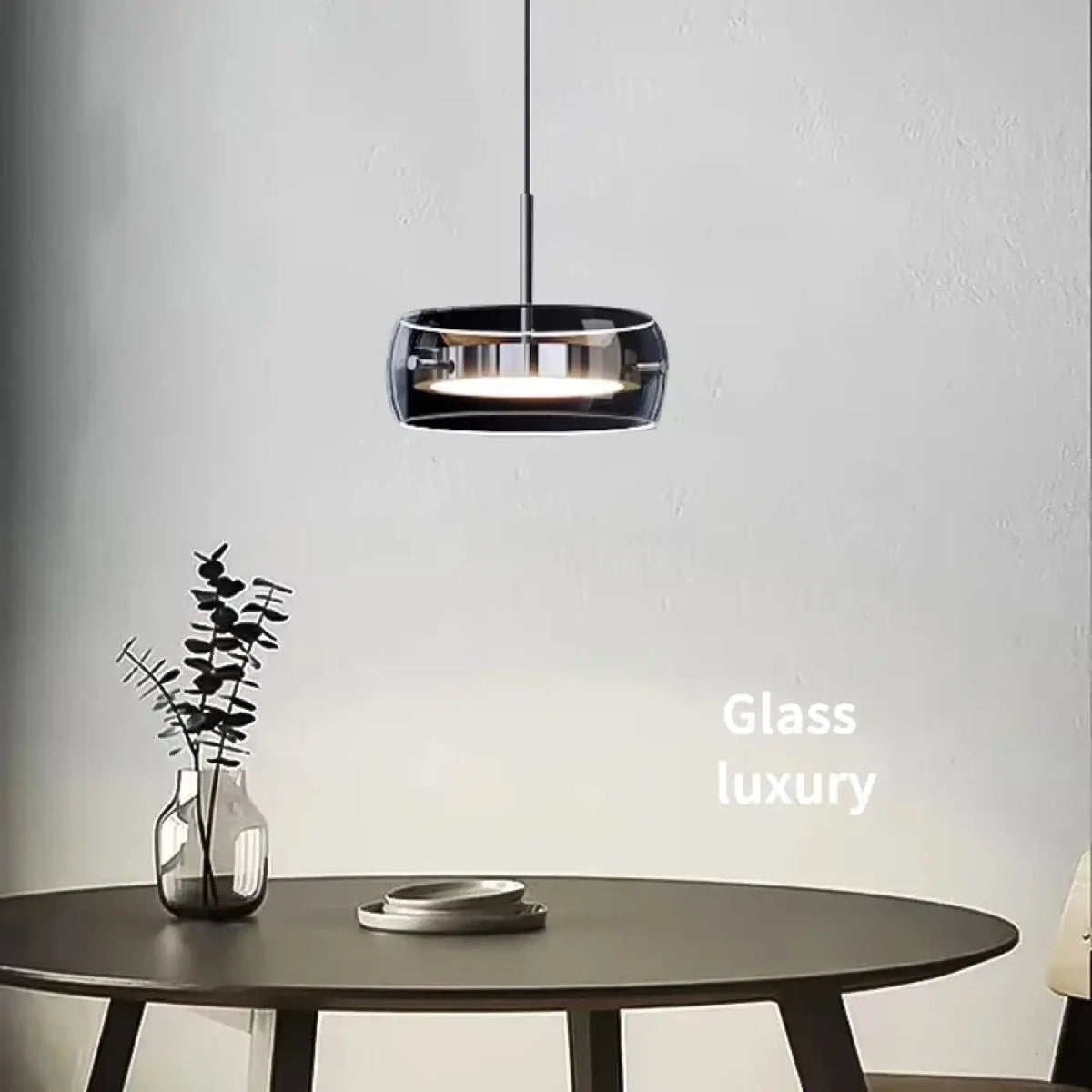 Lampe Suspendue en Verre Fumé pour Salle à Manger