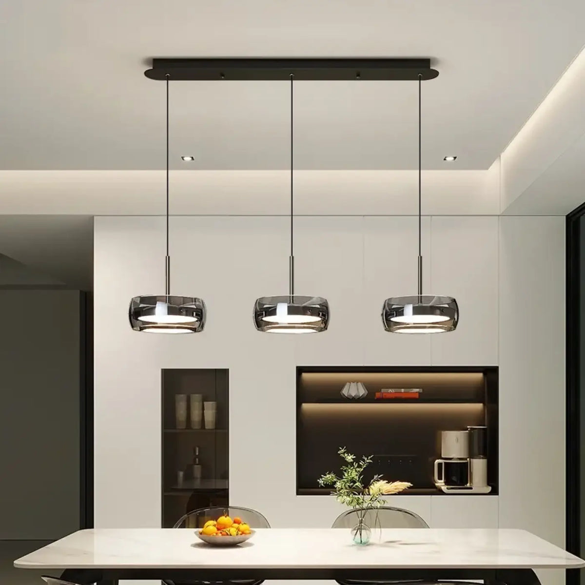 Lampe Suspendue en Verre Fumé pour Salle à Manger