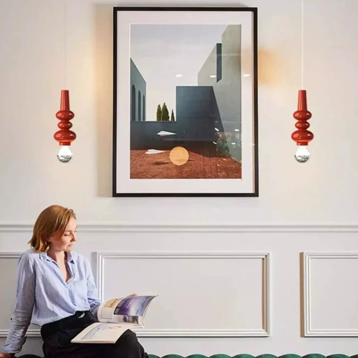 Lampe Suspendue Minimaliste en Métal et Verre