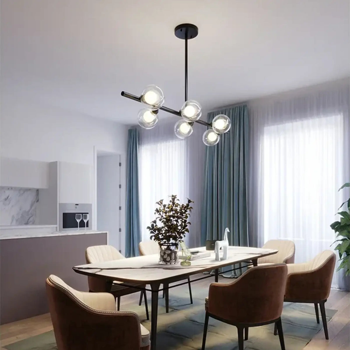 Lampe Suspendue Minimaliste Noire en Verre Opalin