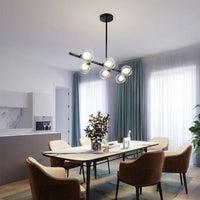 Lampe Suspendue Minimaliste Noire en Verre Opalin