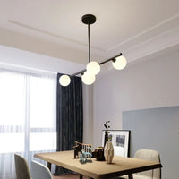 Lampe Suspendue Minimaliste Noire en Verre Opalin