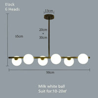 Lampe Suspendue Minimaliste Noire en Verre Opalin