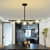 Lampe Suspendue Minimaliste Noire en Verre Opalin