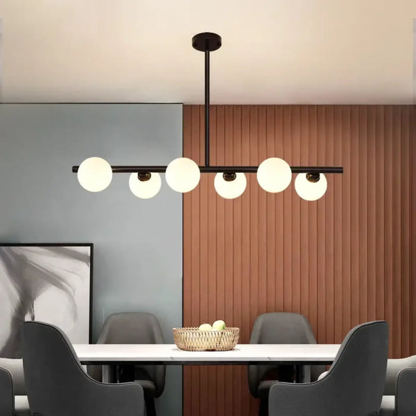 Lampe Suspendue Minimaliste Noire en Verre Opalin