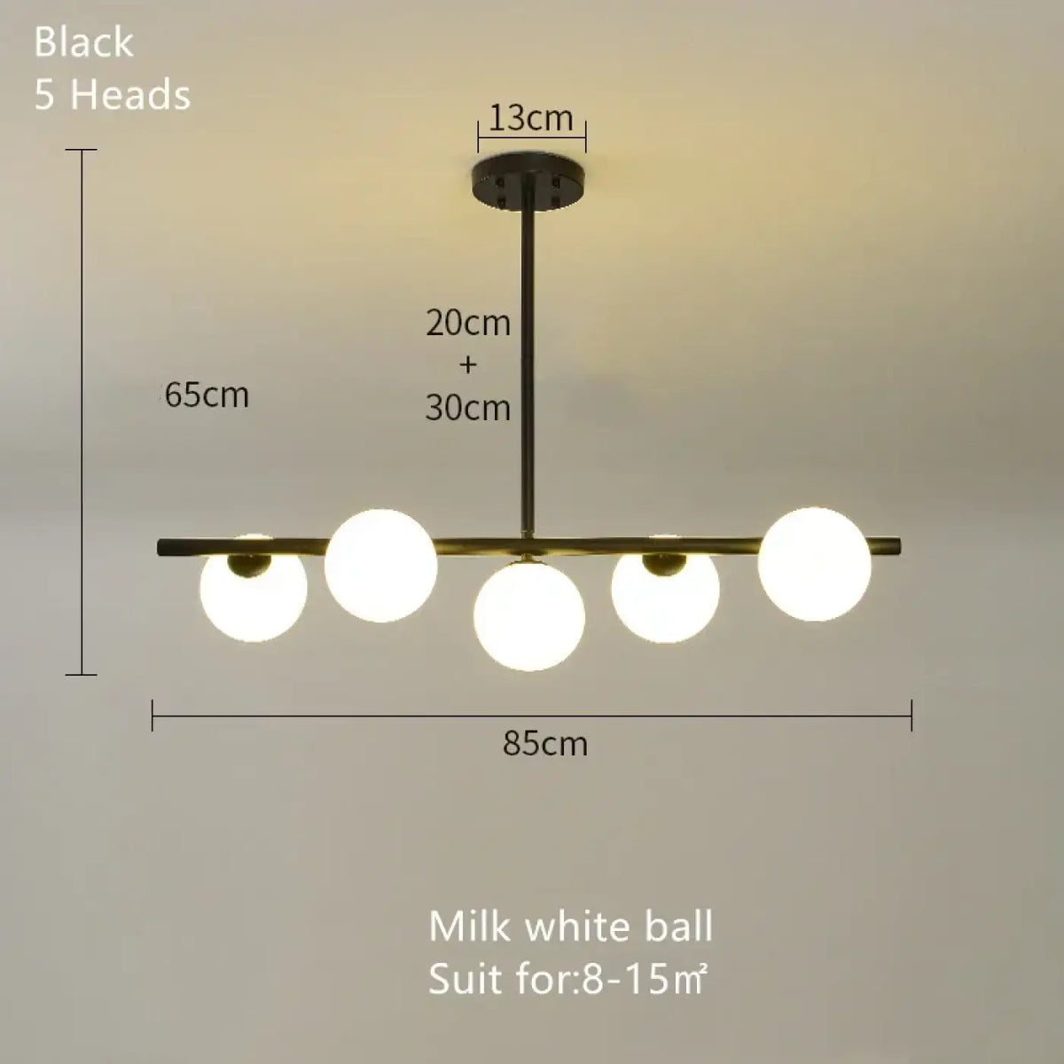 Lampe Suspendue Minimaliste Noire en Verre Opalin