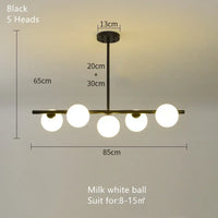 Lampe Suspendue Minimaliste Noire en Verre Opalin