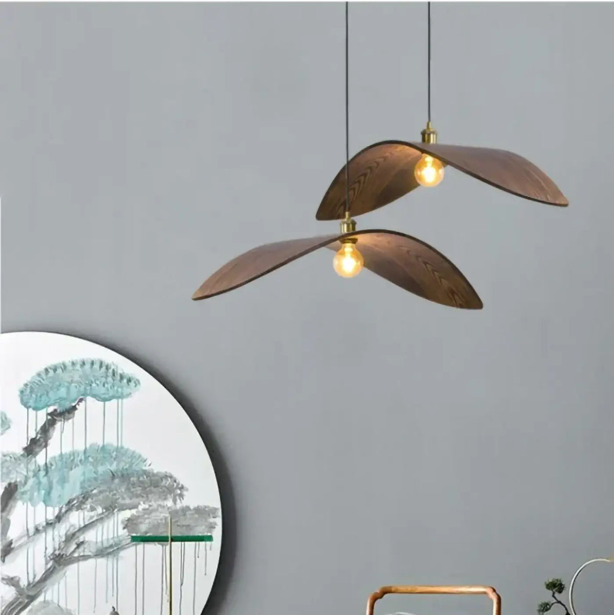 Lampe Suspendue en Bois Forme Aile