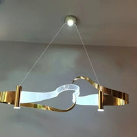 Lampe Suspendue Ondulée en Métal Doré