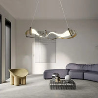 Lampe Suspendue Ondulée en Métal Doré