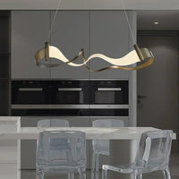 Lampe Suspendue Ondulée en Métal Doré