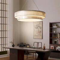 Lampe Suspendue Ronde en Tissu Beige