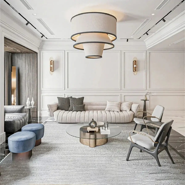 Lampe Suspendue Moderne en Tissu Beige