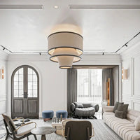 Lampe Suspendue Moderne en Tissu Beige