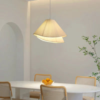 Lampe Suspendue en Tissu Blanc Plissé