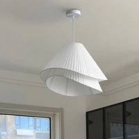 Lampe Suspendue en Tissu Blanc Plissé