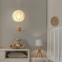 Lampe Suspendue Montgolfière avec Panier en Rotin