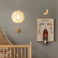 Lampe Suspendue Montgolfière avec Panier en Rotin