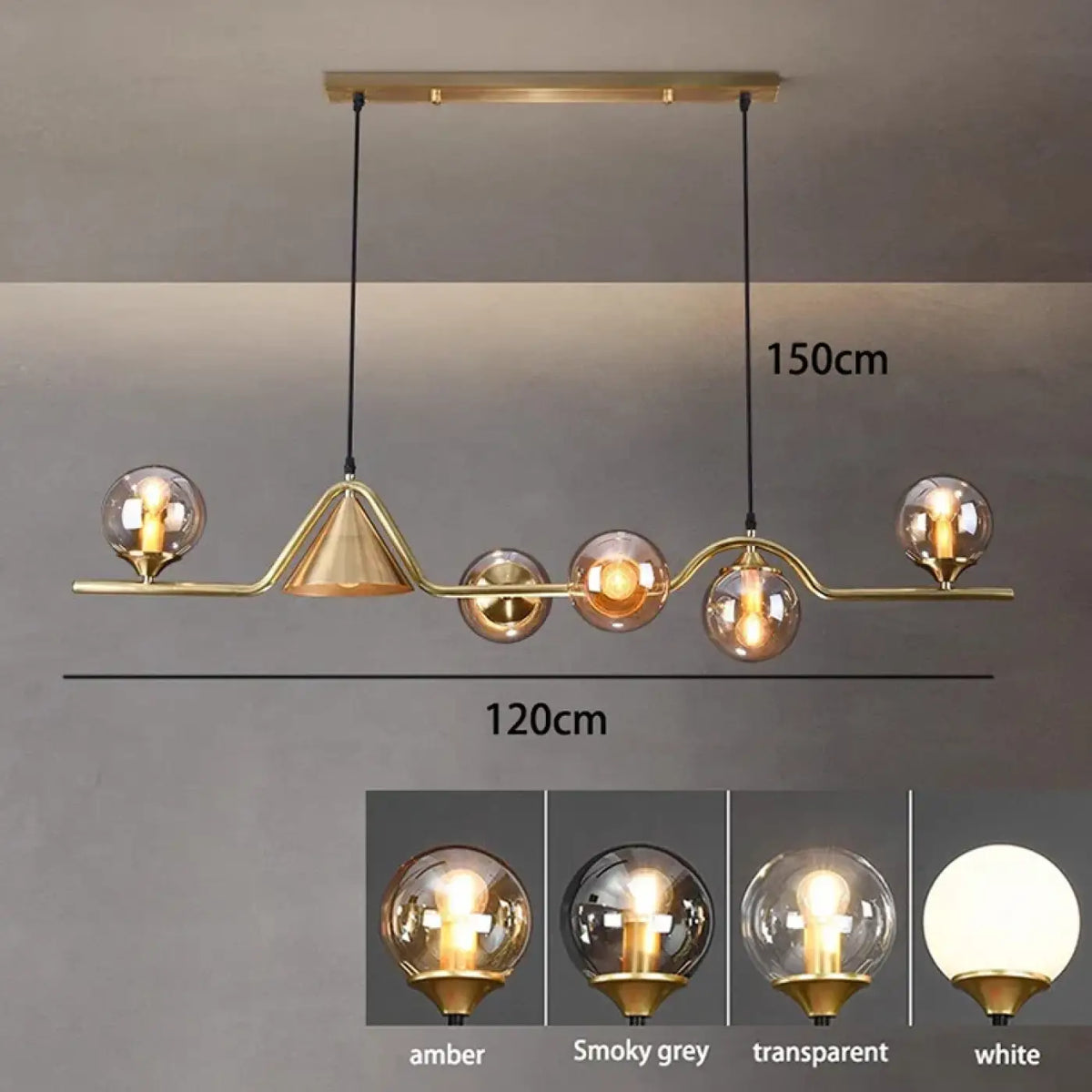 Suspension Originale à Boules en Verre Fumé