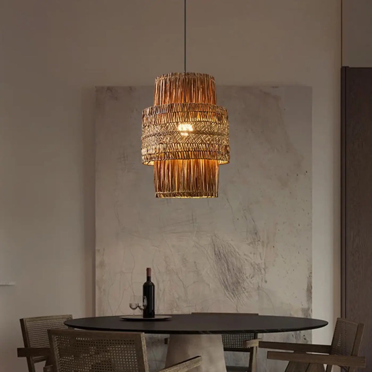 Lampe Suspendue en Osier Style Asiatique