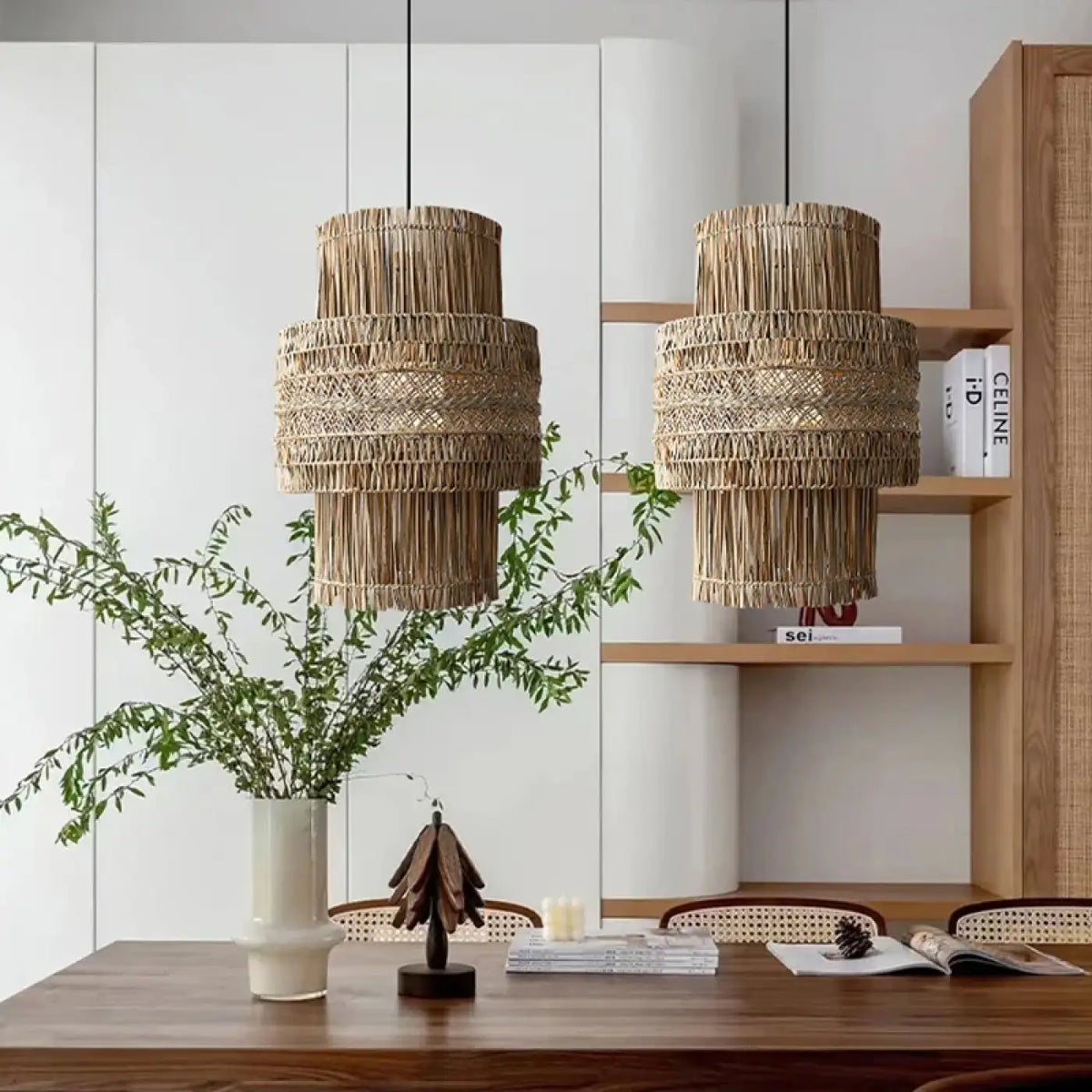 Lampe Suspendue en Osier Style Asiatique