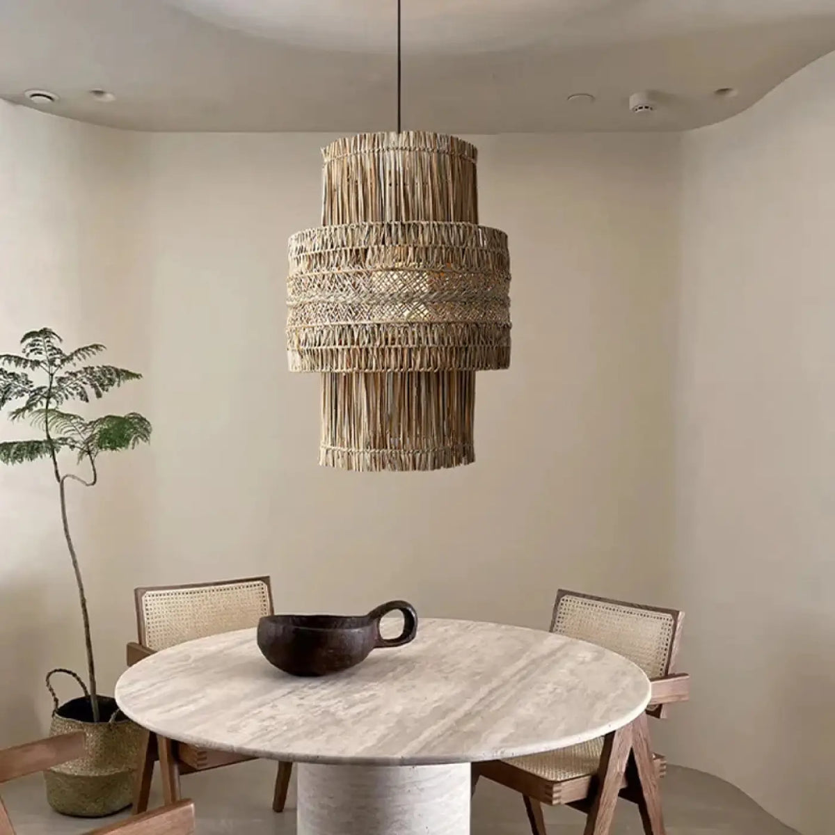Lampe Suspendue en Osier Style Asiatique