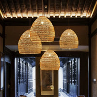 Lampe Suspendue en Rotin Tressé Naturel